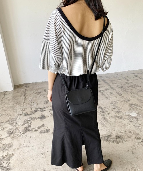 LIAN（リアン）の「バックオープンボーダーTシャツ（Tシャツ/カットソー・レディース・グリーン/オフホワイト/イエロー/ブラック・FREE）」の8枚目の写真