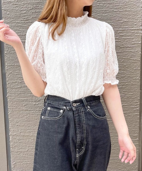 apres jour（アプレジュール）の「レースハイネックトップス【ZOZOTOWN限定アイテム】（シャツ/ブラウス・レディース・オフホワイト/ブラック/アイボリー・X-LARGE/フリー）」の13枚目の写真