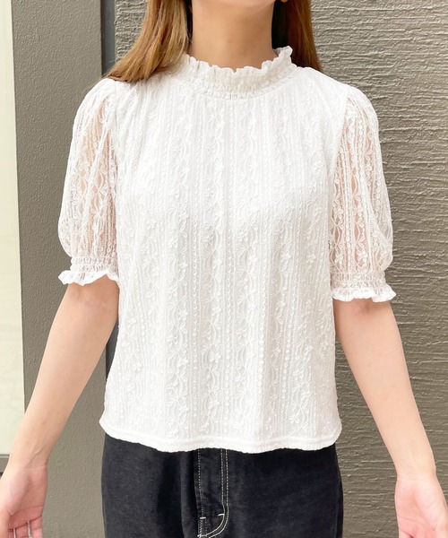 apres jour（アプレジュール）の「レースハイネックトップス【ZOZOTOWN限定アイテム】（シャツ/ブラウス・レディース・オフホワイト/ブラック/アイボリー・X-LARGE/フリー）」の9枚目の写真