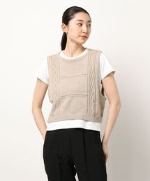 Samansa Mos2 | 綿麻脇ボタンニットベスト(ベスト)
