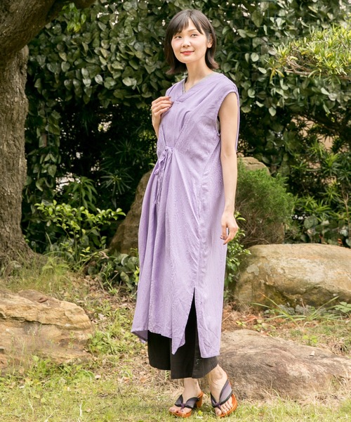 カヤ（カヤ）の「【カヤ】菊薫るワンピース（ワンピース・レディース・グリーン/スミクロ/レッド/ブルー/グレー/ネイビー/ライトパープル・FREE）」の6枚目の写真