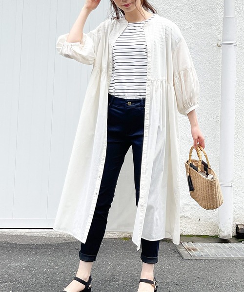 Honeys（ハニーズ）の「バンドカラーワンピース（ワンピース・レディース・ブラック/ブラウン/カーキ/アイボリー/ダークオレンジ・S/M/L）」の2枚目の写真