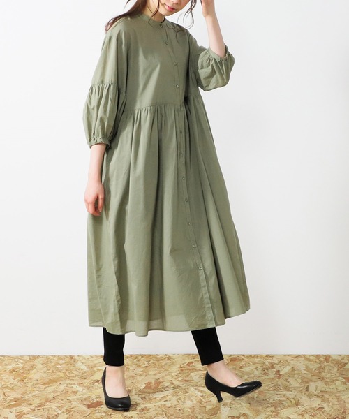 Honeys（ハニーズ）の「バンドカラーワンピース（ワンピース・レディース・ブラック/ブラウン/カーキ/アイボリー/ダークオレンジ・S/M/L）」の13枚目の写真