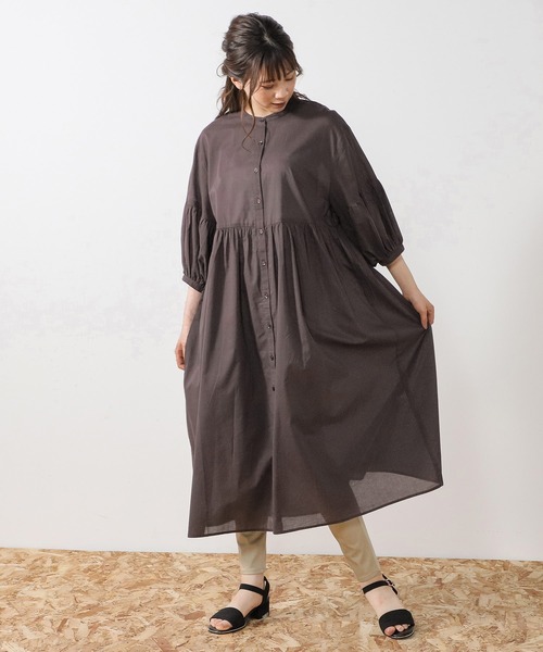 Honeys（ハニーズ）の「バンドカラーワンピース（ワンピース・レディース・ブラック/ブラウン/カーキ/アイボリー/ダークオレンジ・S/M/L）」の21枚目の写真