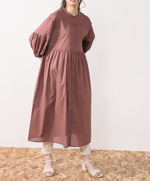 Honeys（ハニーズ）の「バンドカラーワンピース（ワンピース・レディース・ブラック/ブラウン/カーキ/アイボリー/ダークオレンジ・S/M/L）」の15枚目の写真