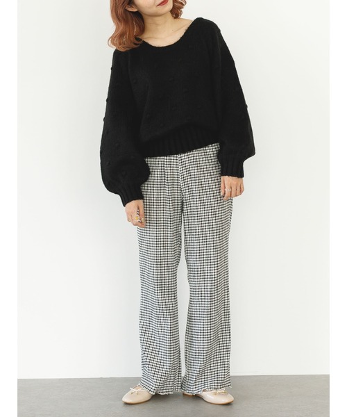 SLURR（スラ―）の「【マシンウォッシャブル】ぽこぽこドットニット（ニット/セーター・レディース・ブラック/オフホワイト・FREE）」の6枚目の写真