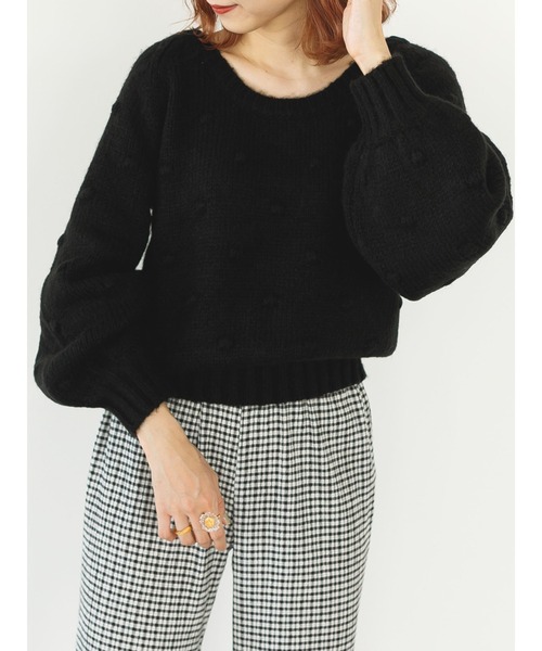 SLURR（スラ―）の「【マシンウォッシャブル】ぽこぽこドットニット（ニット/セーター・レディース・ブラック/オフホワイト・FREE）」の7枚目の写真