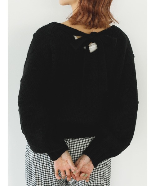 SLURR（スラ―）の「【マシンウォッシャブル】ぽこぽこドットニット（ニット/セーター・レディース・ブラック/オフホワイト・FREE）」の4枚目の写真