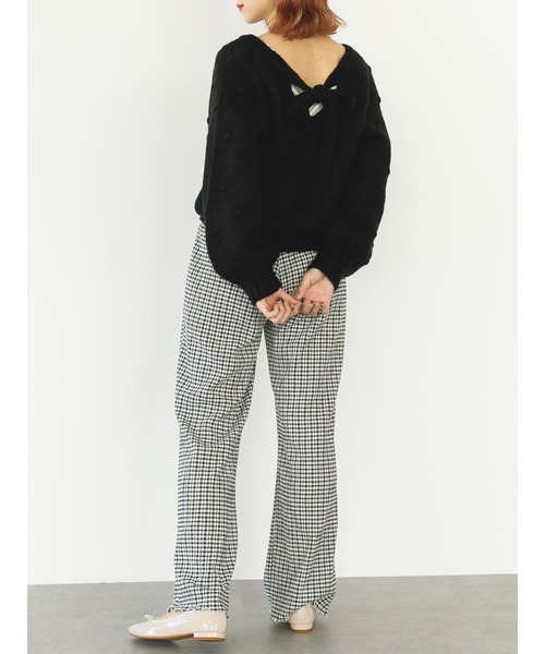 SLURR（スラ―）の「【マシンウォッシャブル】ぽこぽこドットニット（ニット/セーター・レディース・ブラック/オフホワイト・FREE）」の9枚目の写真