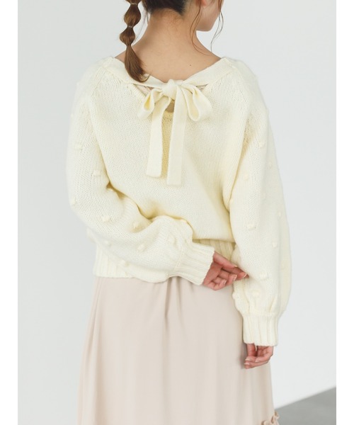 SLURR（スラ―）の「【マシンウォッシャブル】ぽこぽこドットニット（ニット/セーター・レディース・ブラック/オフホワイト・FREE）」の5枚目の写真