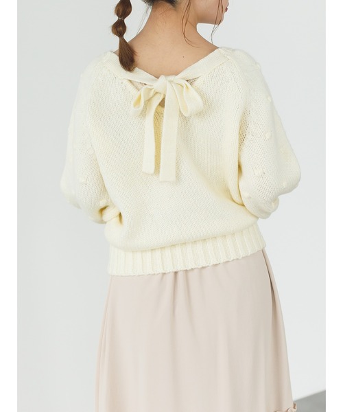 SLURR（スラ―）の「【マシンウォッシャブル】ぽこぽこドットニット（ニット/セーター・レディース・ブラック/オフホワイト・FREE）」の12枚目の写真