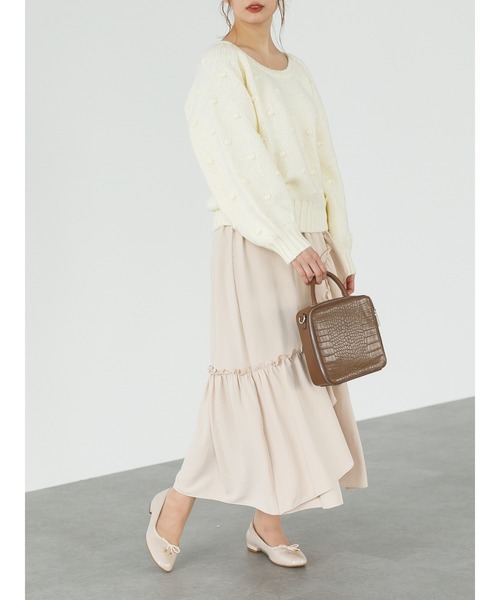 SLURR（スラ―）の「【マシンウォッシャブル】ぽこぽこドットニット（ニット/セーター・レディース・ブラック/オフホワイト・FREE）」の15枚目の写真