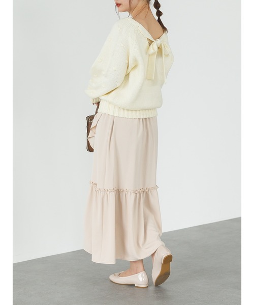 SLURR（スラ―）の「【マシンウォッシャブル】ぽこぽこドットニット（ニット/セーター・レディース・ブラック/オフホワイト・FREE）」の14枚目の写真