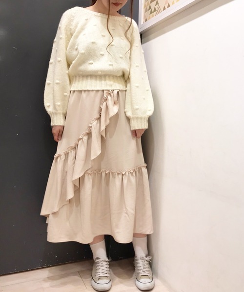 SLURR（スラ―）の「【マシンウォッシャブル】ぽこぽこドットニット（ニット/セーター・レディース・ブラック/オフホワイト・FREE）」の16枚目の写真