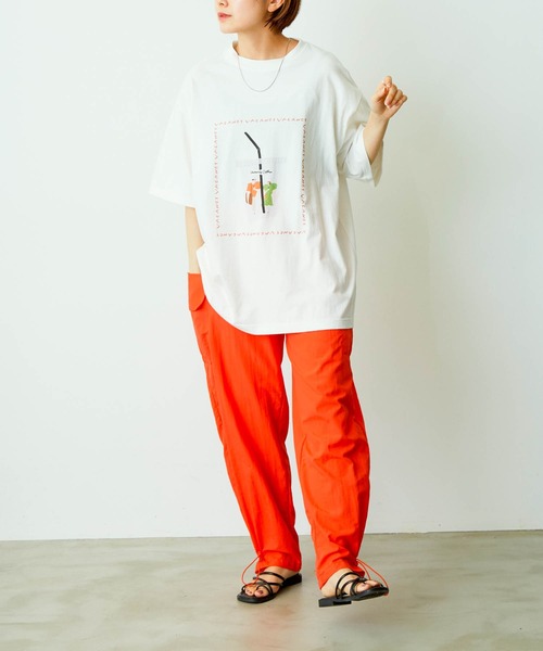 VACANCY（ヴァカンシー）の「【Aki Ishibashi×VACANCY】コラボイラストBIGTシャツ（Tシャツ/カットソー・レディース・ホワイト/オレンジ・FREE）」の12枚目の写真