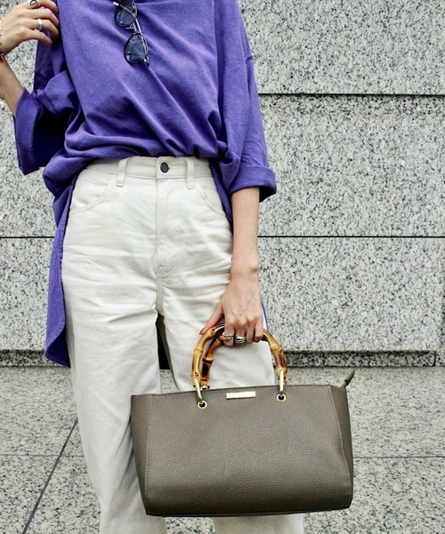 KATIE LOXTON（ケイティロクストン）の「【KATIE LOXTON】バンブートート（トートバッグ・レディース・ベージュ/ブラウン・FREE）」の2枚目の写真