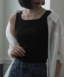 ElegChic（エレグシック）の「スクエアネックリブタンクトップ（タンクトップ）」