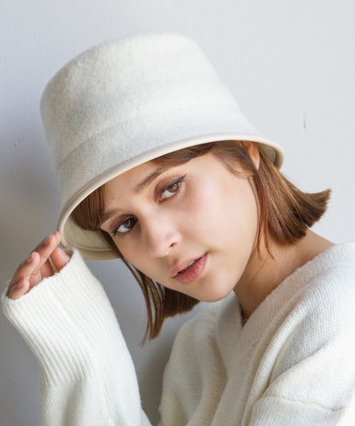 14+（イチヨンプラス）の「パイピングウールバケットハット（ハット・レディース・ブラック/ベージュ/ブラウン/オフホワイト・FREE/LARGE）」の16枚目の写真