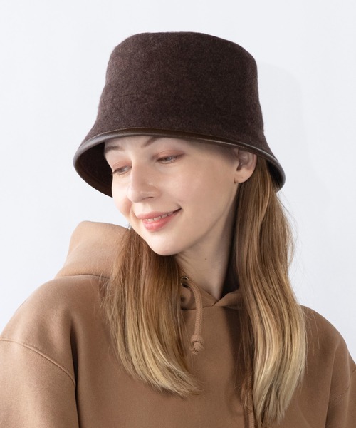 14+（イチヨンプラス）の「パイピングウールバケットハット（ハット・レディース・ブラック/ベージュ/ブラウン/オフホワイト・FREE/LARGE）」の19枚目の写真