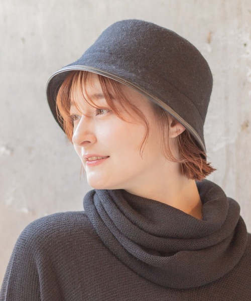 14+（イチヨンプラス）の「パイピングウールバケットハット（ハット・レディース・ブラック/ベージュ/ブラウン/オフホワイト・FREE/LARGE）」の20枚目の写真