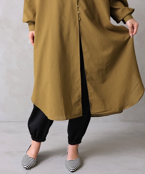 osharewalker（オシャレウォーカー）の「【廃盤】『ボザム切替スリットワンピース』（シャツワンピース・レディース・ブラック/パープル/オリーブ・FREE）」の22枚目の写真