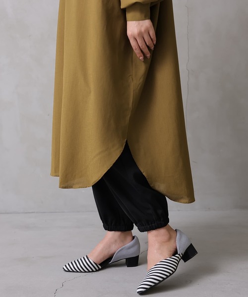 osharewalker（オシャレウォーカー）の「【廃盤】『ボザム切替スリットワンピース』（シャツワンピース・レディース・ブラック/パープル/オリーブ・FREE）」の4枚目の写真