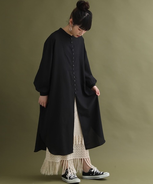 osharewalker（オシャレウォーカー）の「【廃盤】『ボザム切替スリットワンピース』（シャツワンピース・レディース・ブラック/パープル/オリーブ・FREE）」の16枚目の写真