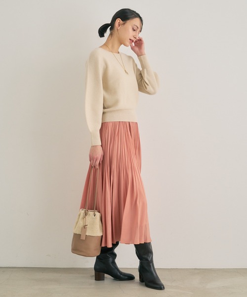【美品】ANAYI 紡毛ガーターパフスリーブプルオーバー 38 ANAYI（アナイ）の「【WEB限定カラー】紡毛ガーターパフスリーブ