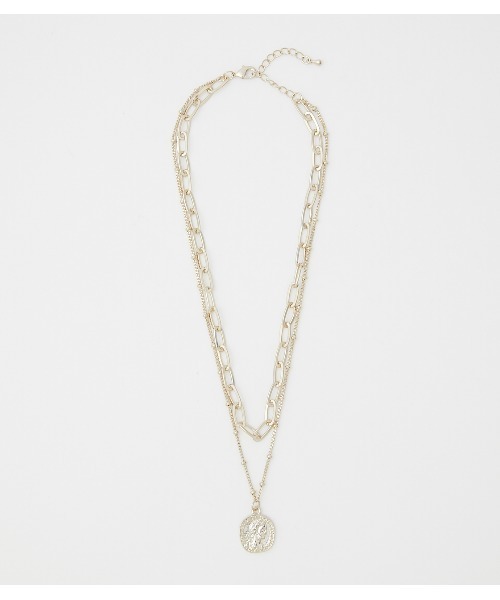 AZUL by moussy（アズールバイマウジー）の「DOUBLE CHAIN COIN NECKLACE / ダブルチェーンコインネックレス（ネックレス・レディース・ゴールド系その他/シルバー・FREE）」の2枚目の写真