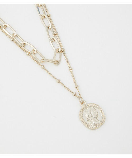 AZUL by moussy（アズールバイマウジー）の「DOUBLE CHAIN COIN NECKLACE / ダブルチェーンコインネックレス（ネックレス・レディース・ゴールド系その他/シルバー・FREE）」の5枚目の写真