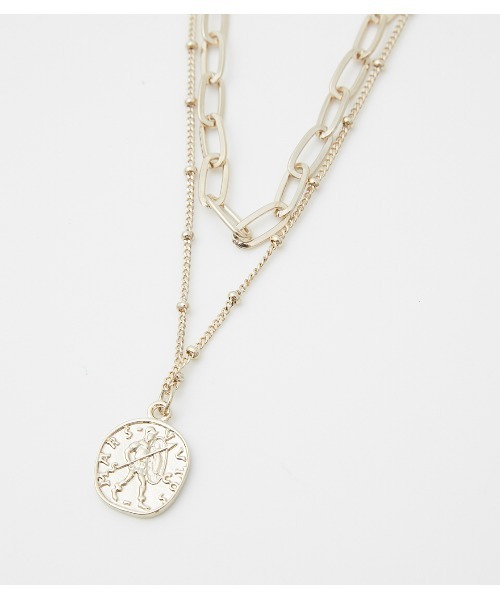 AZUL by moussy（アズールバイマウジー）の「DOUBLE CHAIN COIN NECKLACE / ダブルチェーンコインネックレス（ネックレス・レディース・ゴールド系その他/シルバー・FREE）」の6枚目の写真