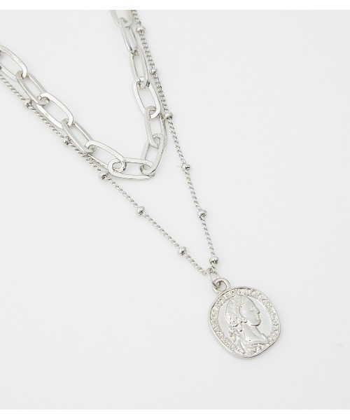AZUL by moussy（アズールバイマウジー）の「DOUBLE CHAIN COIN NECKLACE / ダブルチェーンコインネックレス（ネックレス・レディース・ゴールド系その他/シルバー・FREE）」の11枚目の写真