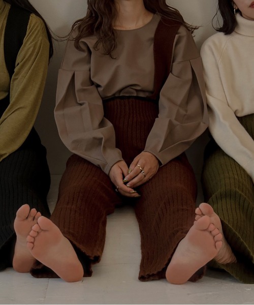 lawgy(ラウジー)の「one shoulder rib knit pants(その他パンツ・レディース・ブラック/ブラウン/グリーン・FREE)」の6枚目の写真