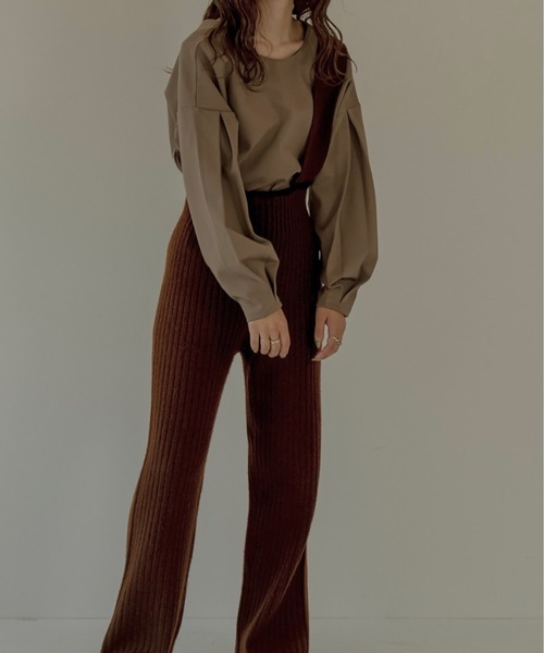 lawgy(ラウジー)の「one shoulder rib knit pants(その他パンツ・レディース・ブラック/ブラウン/グリーン・FREE)」の10枚目の写真
