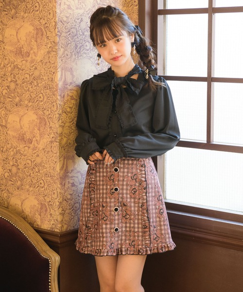 ROJITA(ロジータ)の「レースボンディング台形スカート(スカート・レディース・ブラック/グレー/アイボリー/ピンク系その他・FREE)」の1枚目の写真