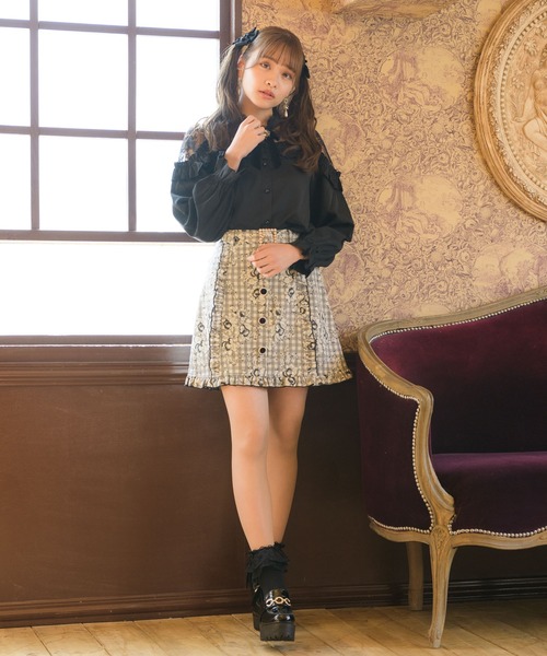 ROJITA(ロジータ)の「レースボンディング台形スカート(スカート・レディース・ブラック/グレー/アイボリー/ピンク系その他・FREE)」の5枚目の写真