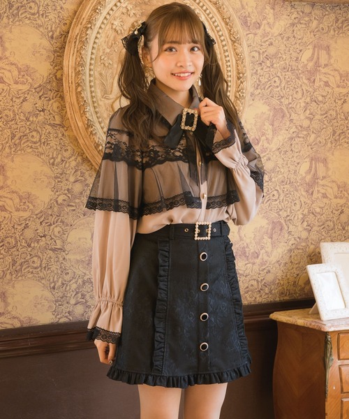 ROJITA(ロジータ)の「レースボンディング台形スカート(スカート・レディース・ブラック/グレー/アイボリー/ピンク系その他・FREE)」の6枚目の写真