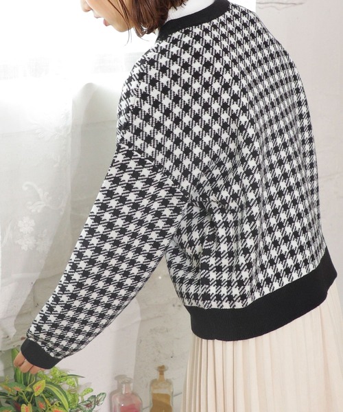 Honeys(ハニーズ)の「チェック柄カーデ(カーディガン/ボレロ・レディース・ブラック/ピンク/サックスブルー/ベージュ・S/M/L)」の16枚目の写真