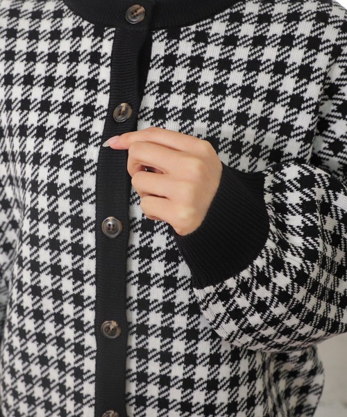 Honeys(ハニーズ)の「チェック柄カーデ(カーディガン/ボレロ・レディース・ブラック/ピンク/サックスブルー/ベージュ・S/M/L)」の17枚目の写真