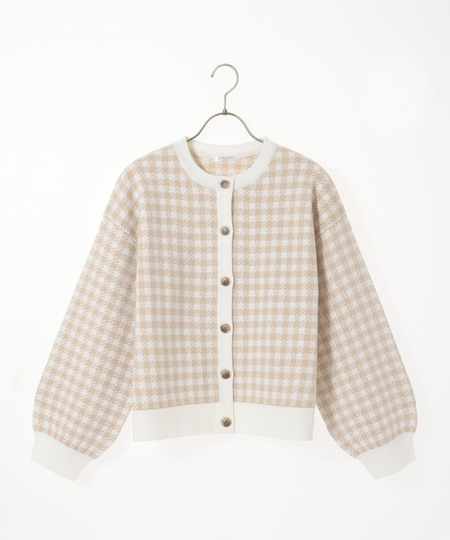 Honeys(ハニーズ)の「チェック柄カーデ(カーディガン/ボレロ・レディース・ブラック/ピンク/サックスブルー/ベージュ・S/M/L)」の8枚目の写真