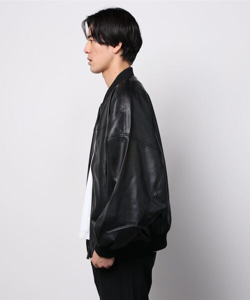 improves（インプローブス） レザーボマージャケット メンズ バルーンシルエット PU フェイクレザー ブルゾン ミリタリー MA-1 フライト ジャケット ビッグシルエット オーバーサイズ : improves インプローブス - 通販 - Yahoo!ショッピング ショット MA-1  サイズXL ... 黒レザー バルーンシルエットジャケット