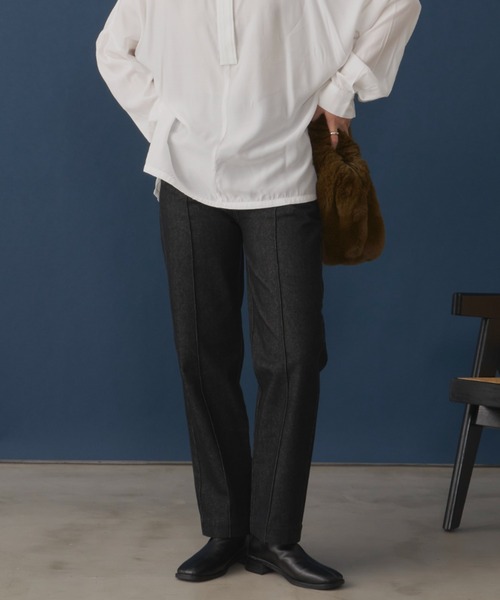 Aunt Marie's（アントマリーズ）の「センタープリーツデニムパンツ / 低身長向けＳサイズ有（デニムパンツ・レディース・ブラック/ネイビー・SMALL/FREE）」の11枚目の写真