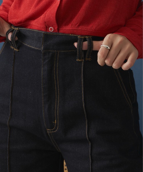 Aunt Marie's（アントマリーズ）の「センタープリーツデニムパンツ / 低身長向けＳサイズ有（デニムパンツ・レディース・ブラック/ネイビー・SMALL/FREE）」の8枚目の写真