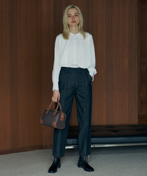 Aunt Marie's（アントマリーズ）の「センタープリーツデニムパンツ / 低身長向けＳサイズ有（デニムパンツ・レディース・ブラック/ネイビー・SMALL/FREE）」の14枚目の写真