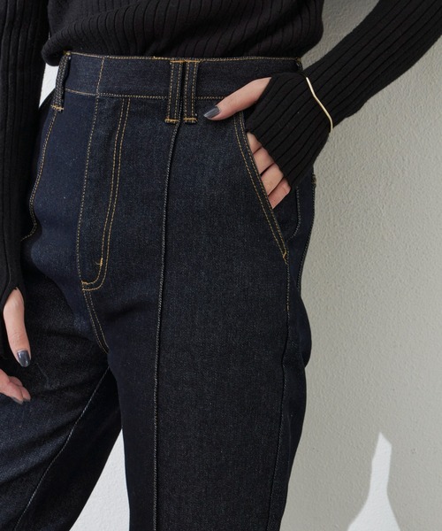 Aunt Marie's（アントマリーズ）の「センタープリーツデニムパンツ / 低身長向けＳサイズ有（デニムパンツ・レディース・ブラック/ネイビー・SMALL/FREE）」の22枚目の写真