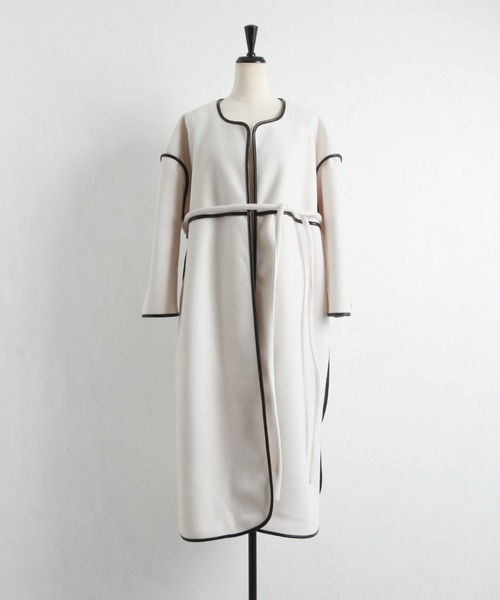 &. NOSTALGIA（アンドドットノスタルジア）の「ボリュームパイピングコート（ステンカラーコート・レディース・ブラック/ベージュ/アイボリー・FREE）」の18枚目の写真