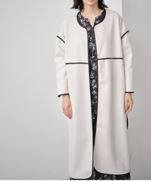 &. NOSTALGIA（アンドドットノスタルジア）の「ボリュームパイピングコート（ステンカラーコート・レディース・ブラック/ベージュ/アイボリー・FREE）」の6枚目の写真