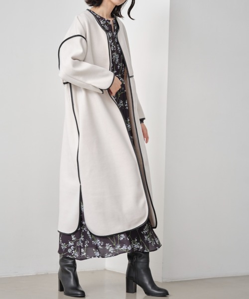 &. NOSTALGIA（アンドドットノスタルジア）の「ボリュームパイピングコート（ステンカラーコート・レディース・ブラック/ベージュ/アイボリー・FREE）」の7枚目の写真