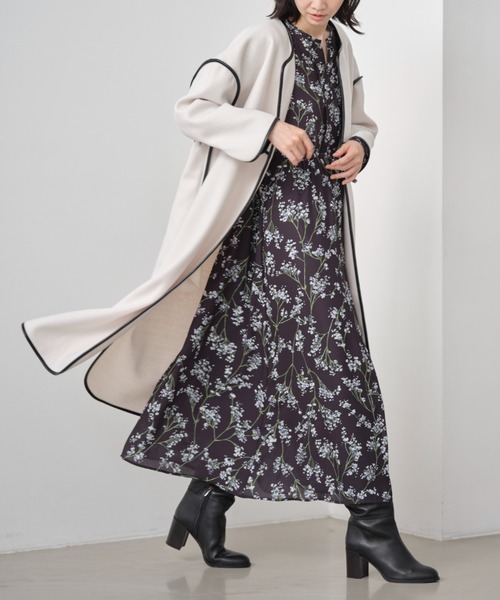 &. NOSTALGIA（アンドドットノスタルジア）の「ボリュームパイピングコート（ステンカラーコート・レディース・ブラック/ベージュ/アイボリー・FREE）」の5枚目の写真