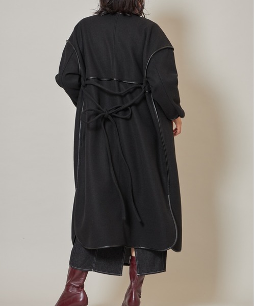 &. NOSTALGIA（アンドドットノスタルジア）の「ボリュームパイピングコート（ステンカラーコート・レディース・ブラック/ベージュ/アイボリー・FREE）」の14枚目の写真